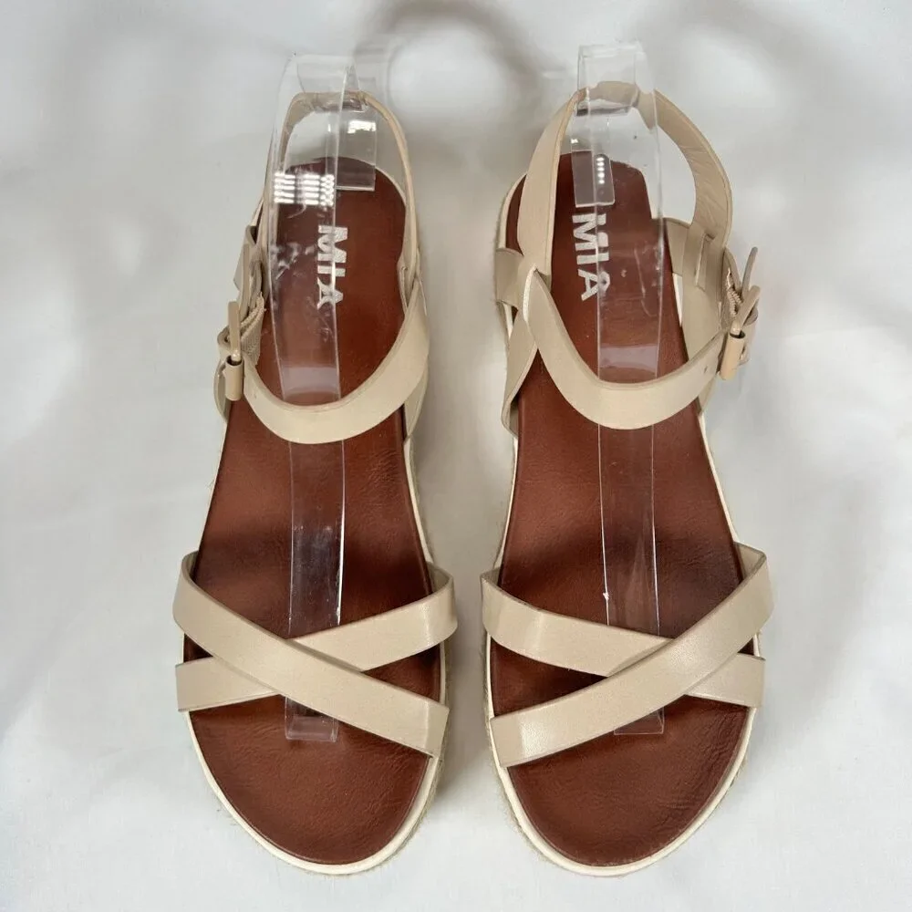 MIA Beige Platform Espadrille Sandals